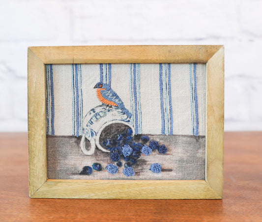 Cotton Embroidered Bird Print