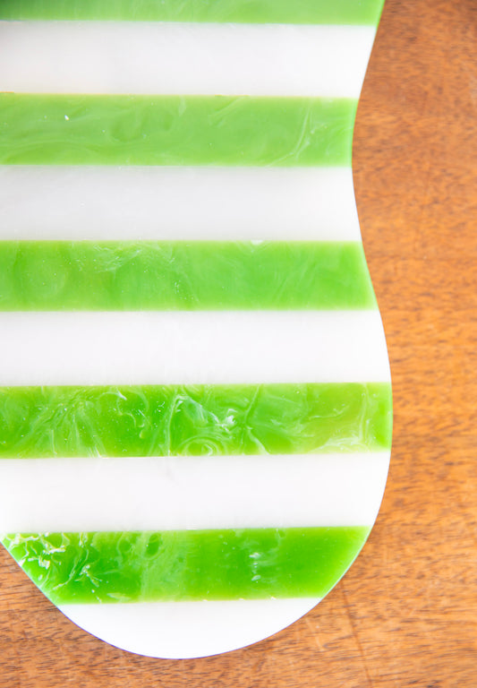 Green & White Stripe Resin Cheese Board