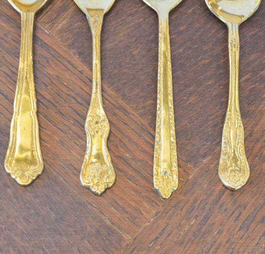 Set of 4 Classic Embossed Brass Spoons