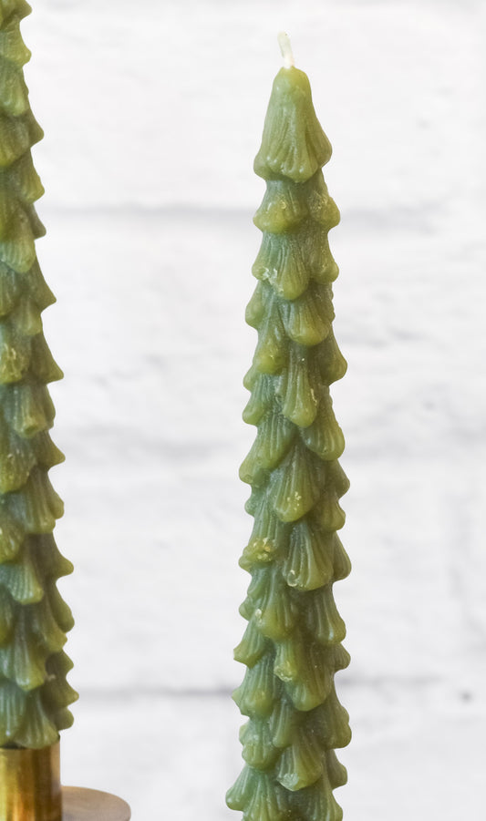 Set of 2 Christmas Tree Taper Candles