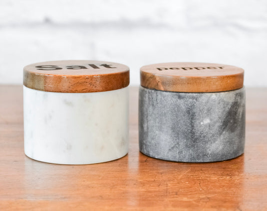 Marble & Wood Salt & Pepper Pots