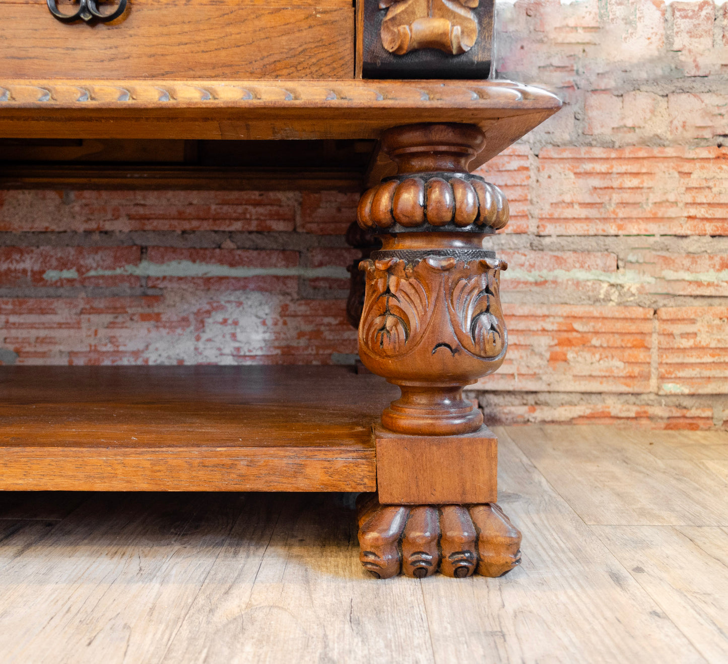 Highly Carved Neo Renaissance Oak Sideboard