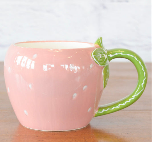 Hand-Painted Strawberry Stoneware Mug