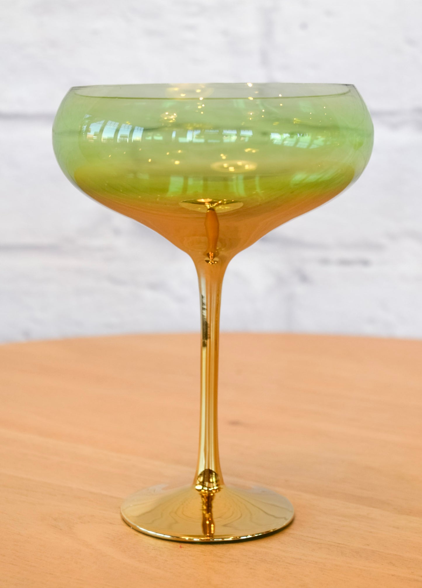 Colorful Glass Gilded Stem Coupe