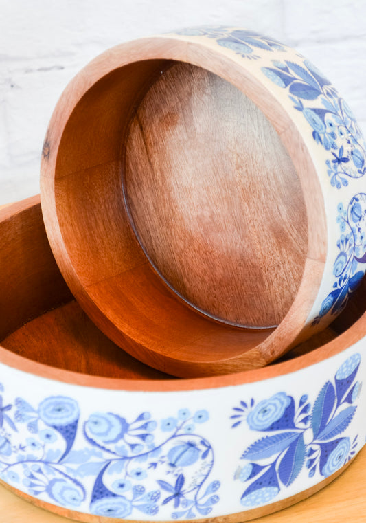 Blue Floral Low Nesting Bowls