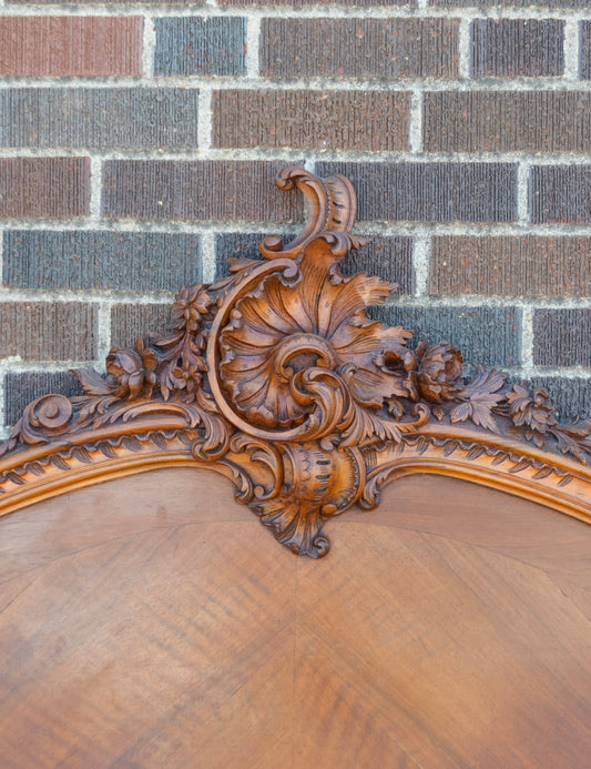 Louis XV Style Well Carved Flourish Crowned Bed