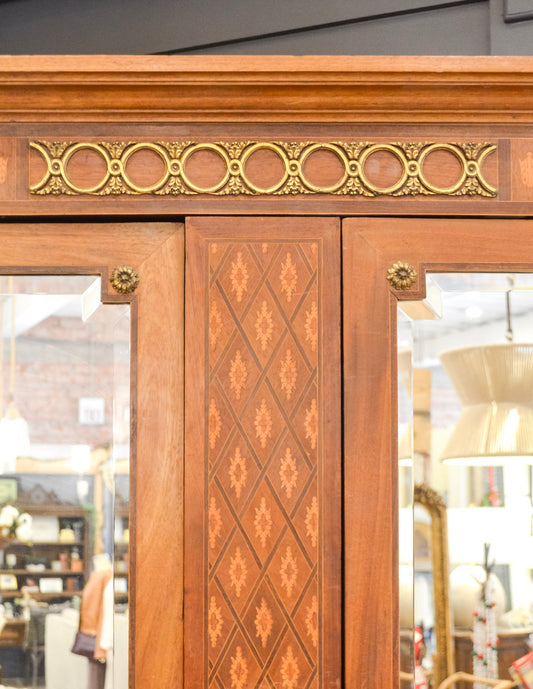 Ormolu Trimmed Antique Mirrored Armoire