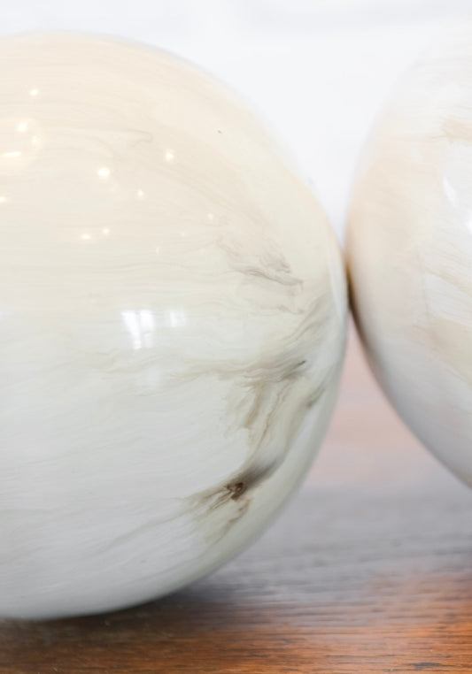 White Enameled Iron Orb