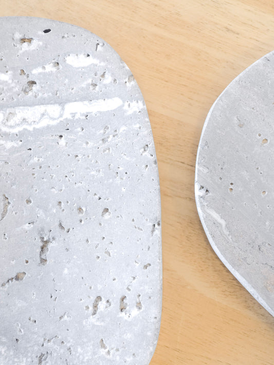 Natural Grey Travertine Soap Dish