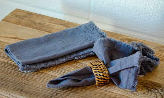 Blue Frayed Edge Napkin