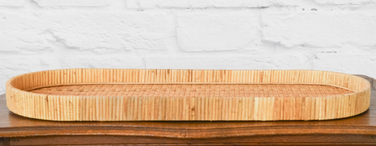 Handwoven Oval Rattan Tray