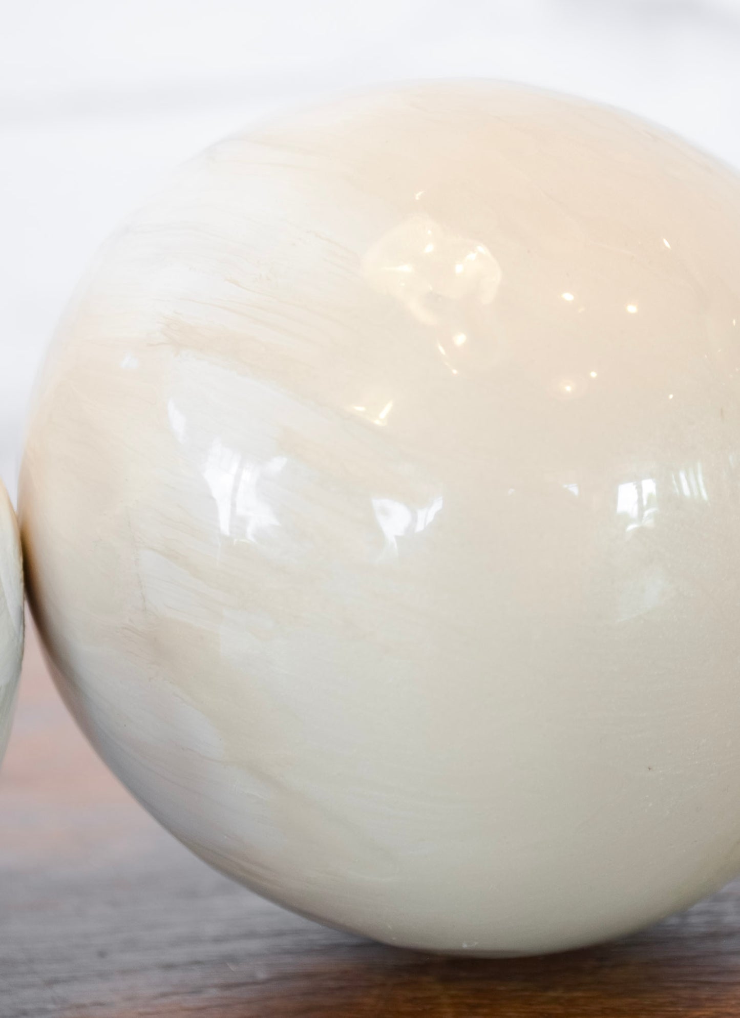 White Enameled Iron Orb