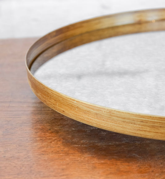 Gold-Finished Decorative Mirror Tray