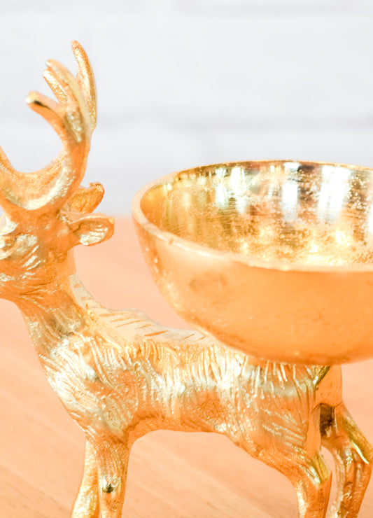 Metal Reindeer Decorative Bowl