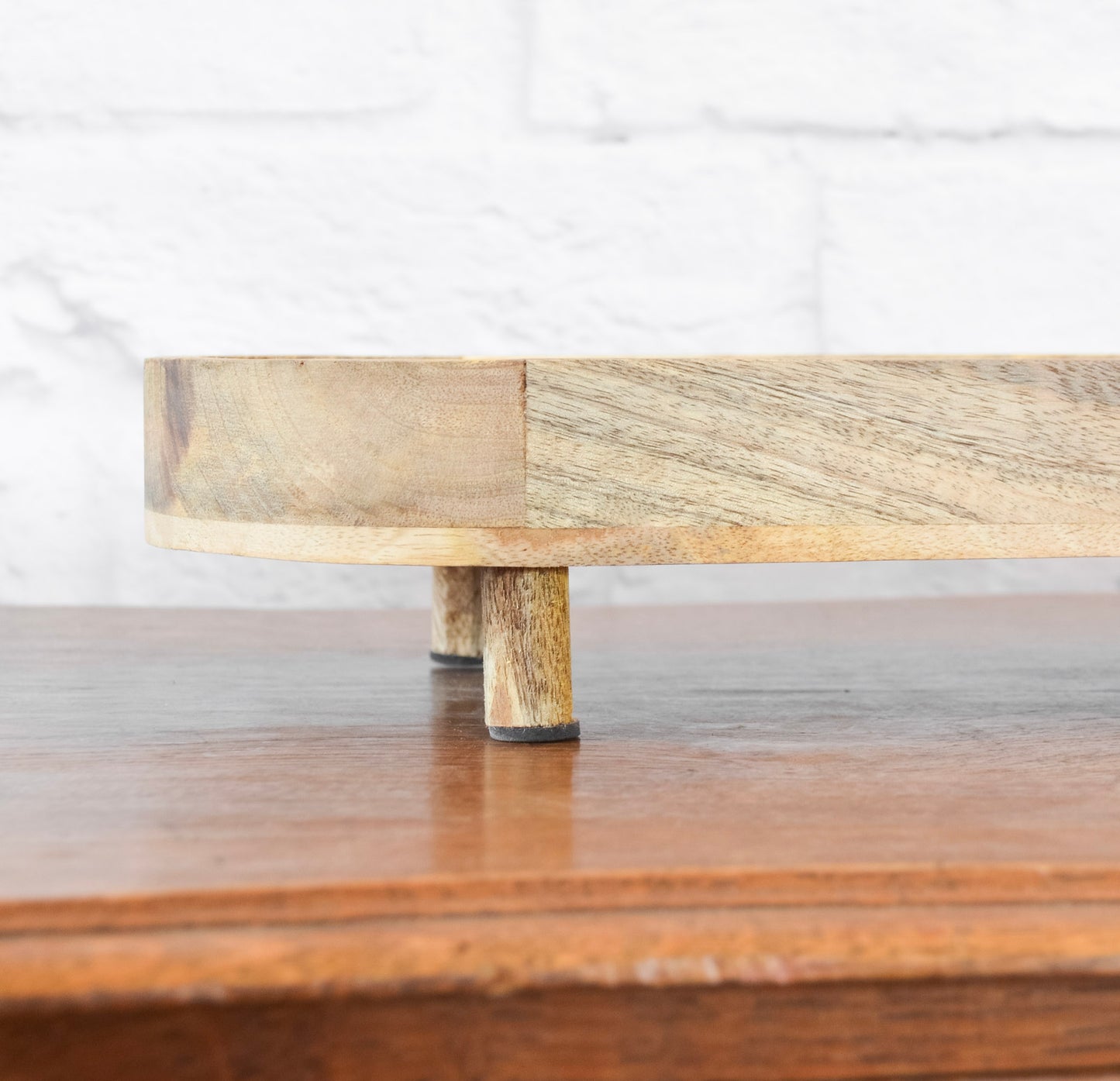 Long Oval Footed Mango Wood Tray