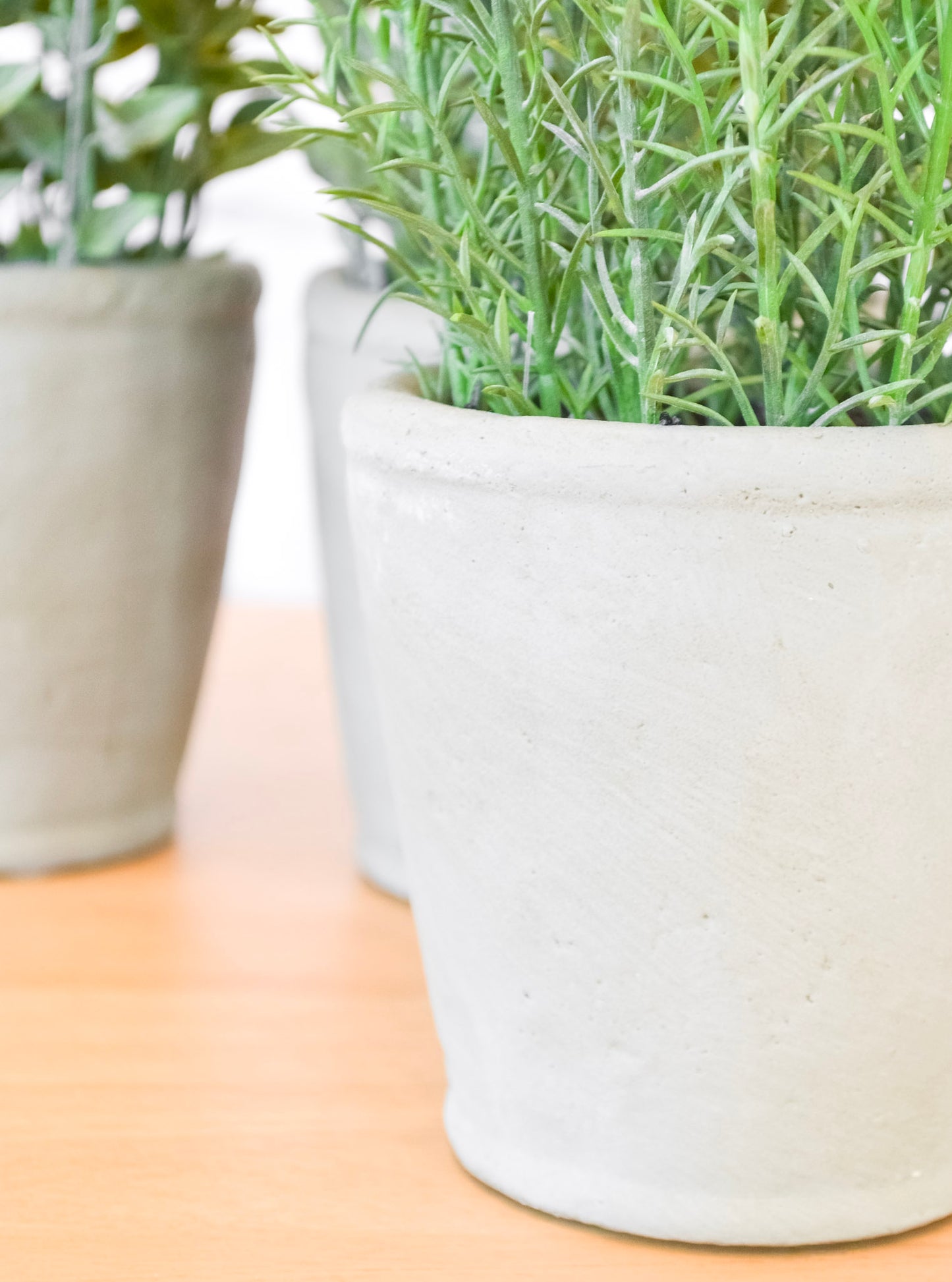 Faux Herb in Cement Pot
