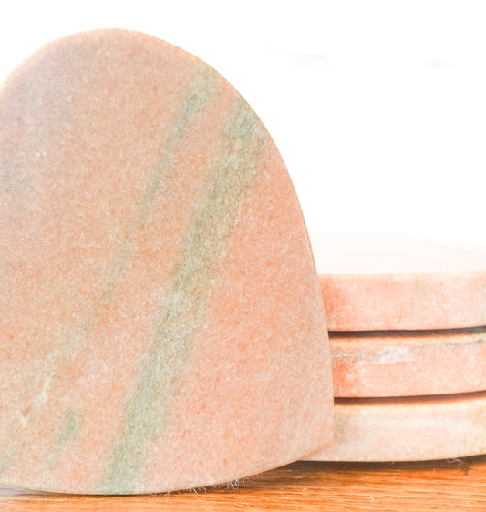 Set of 4 Pink Marble Heart Coasters