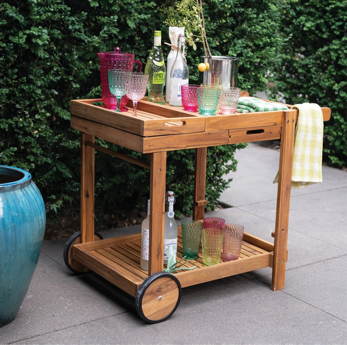 Felix Acacia Wood Tiered Bar Cart