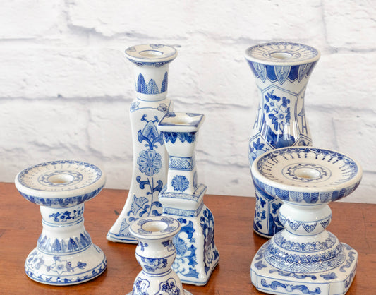 Classic Blue & White Candle Holder