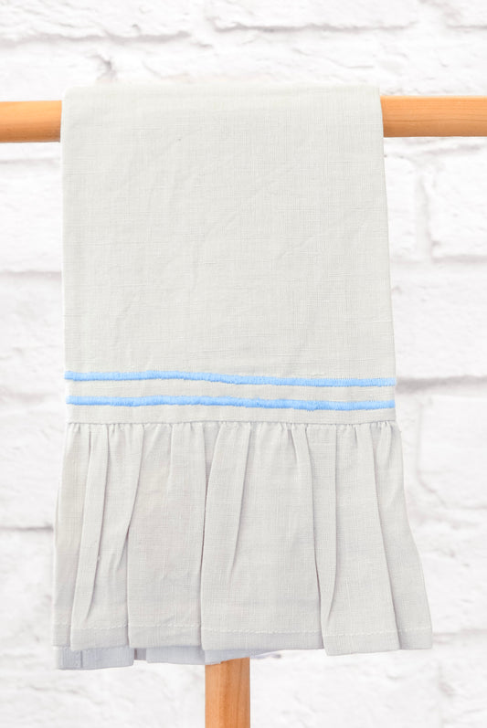 Embroidered Stripe Ruffle Tea Towel