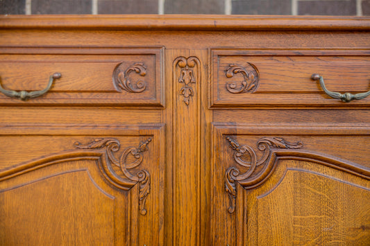 Louis XV Style Parquetry Top Oak Sideboard