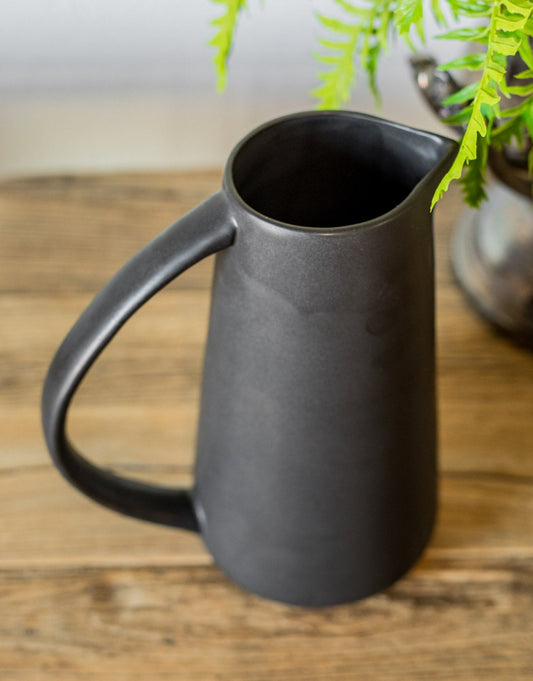 Matte Black Stoneware Pitcher