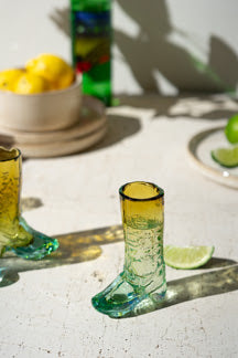 Hand Blown Recycled Glass Boot Shot Glass