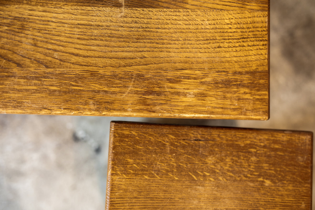 Block & Turned Oak Nest of Tables