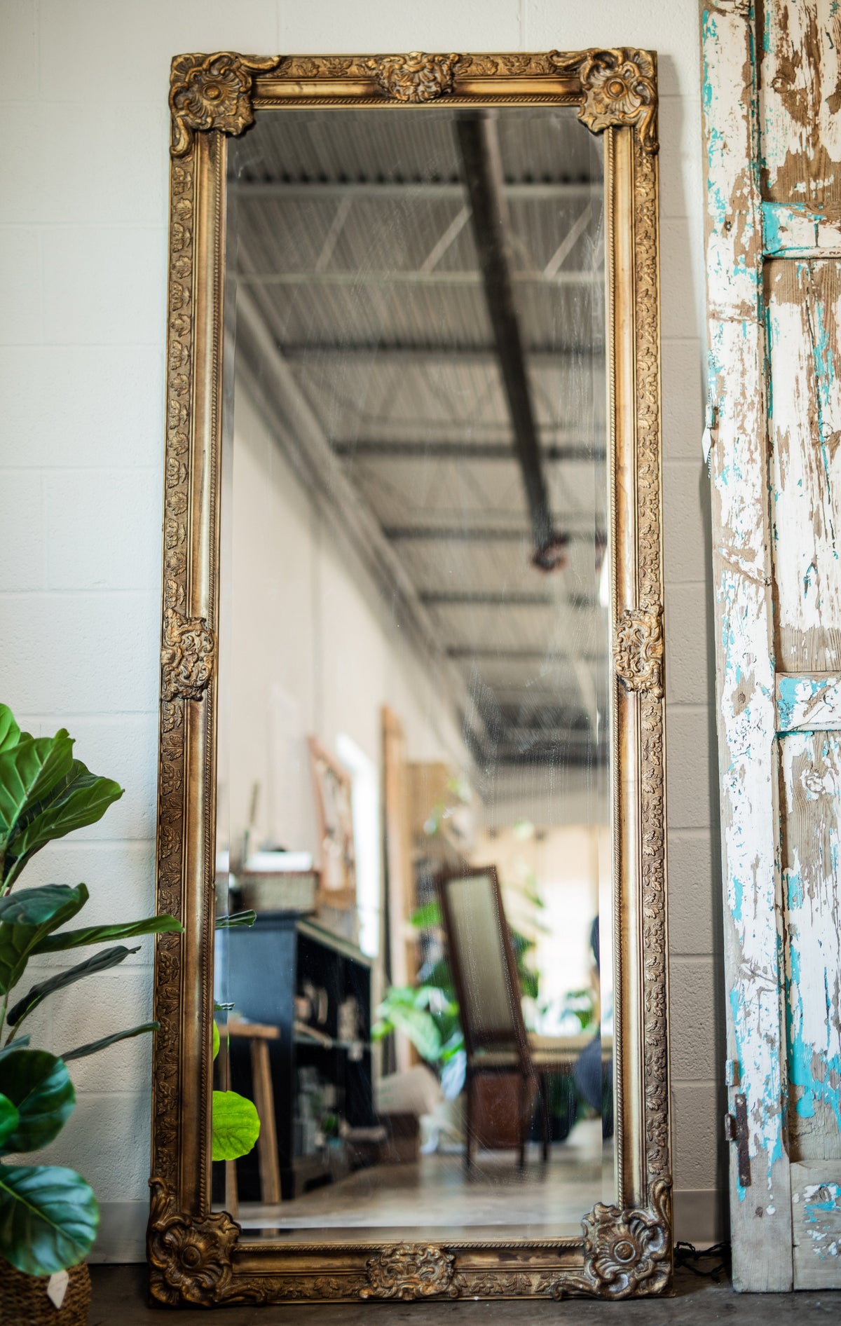 Large Ornate Gilt Beveled Mirror