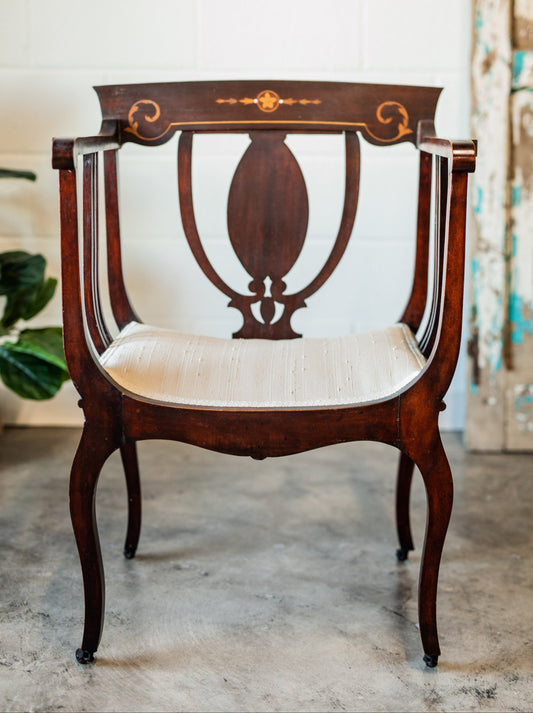 Late Victorian Mahogany Inlaid Armchair