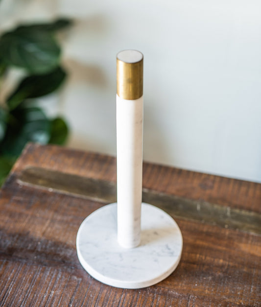 Marble Paper Towel Holder w/ Brass Top