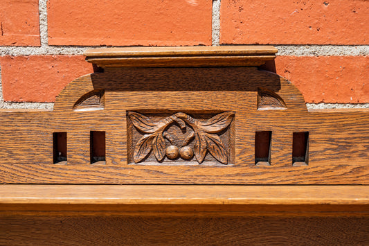 Floral Carved Oak Bed