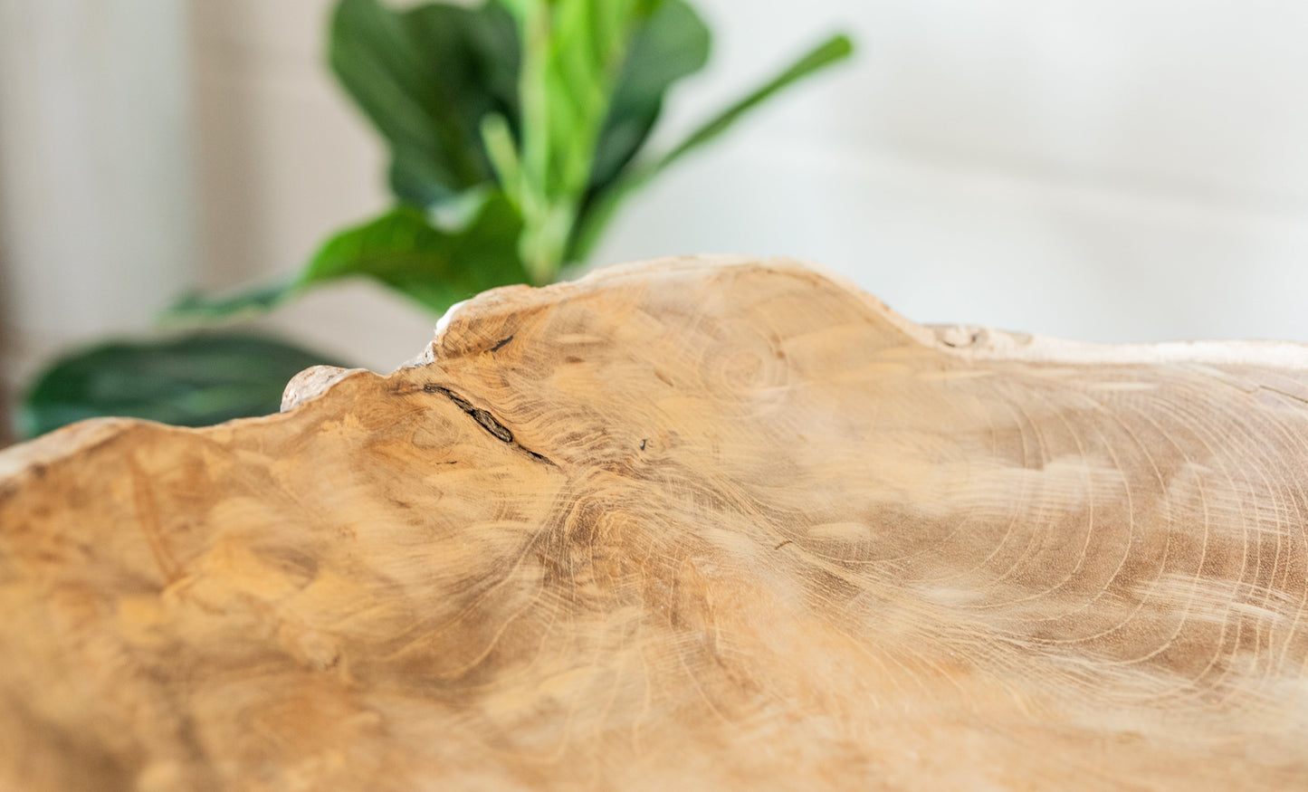 Live Edge Organic Teak Wood Bowl