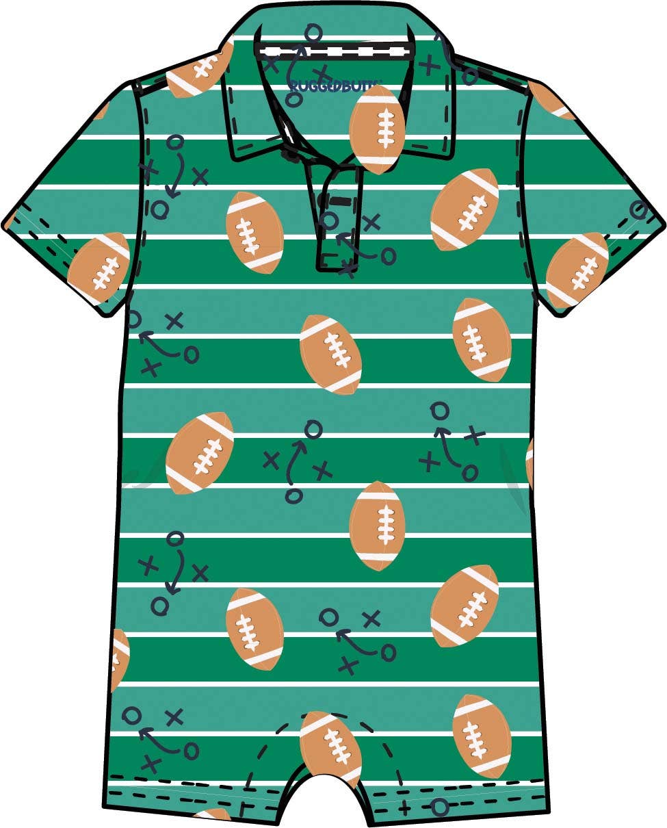 Boys Tackles & Touchdowns Football Knit Short Sleeve Performance Polo Romper
