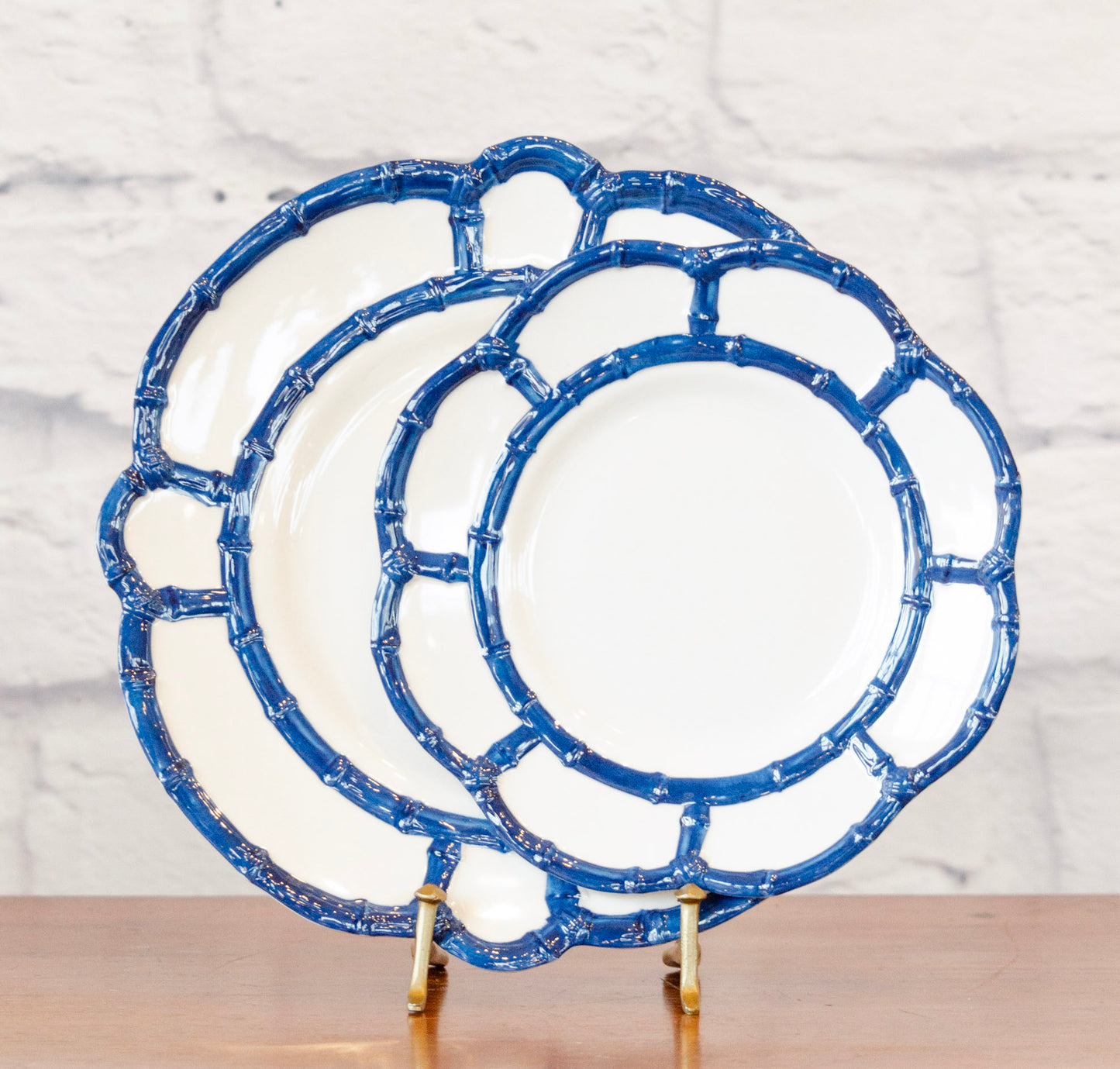 Blue Bamboo Accented Plate Set
