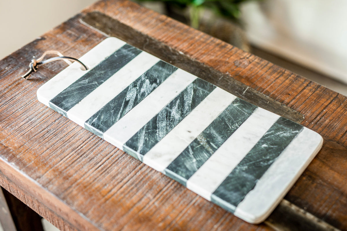 Marble Black & White Striped Cutting Board