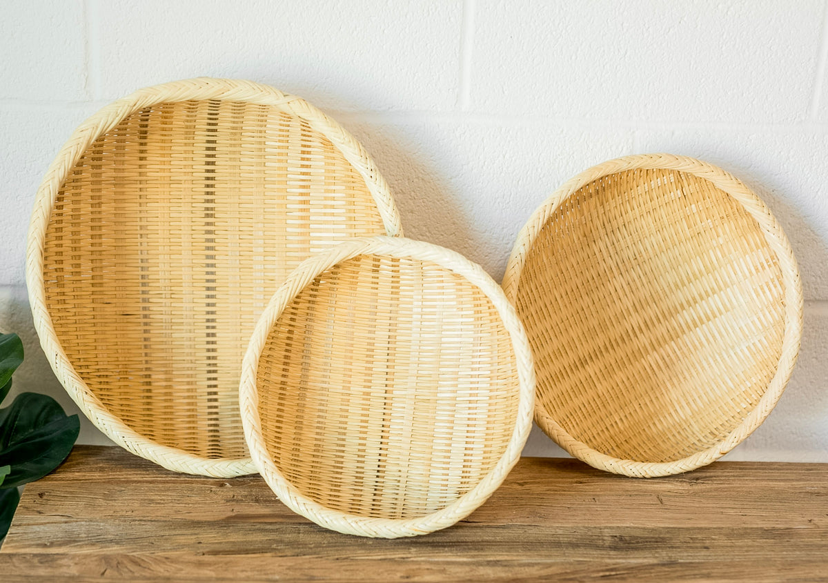 Handwoven Shallow Bamboo Wall Basket