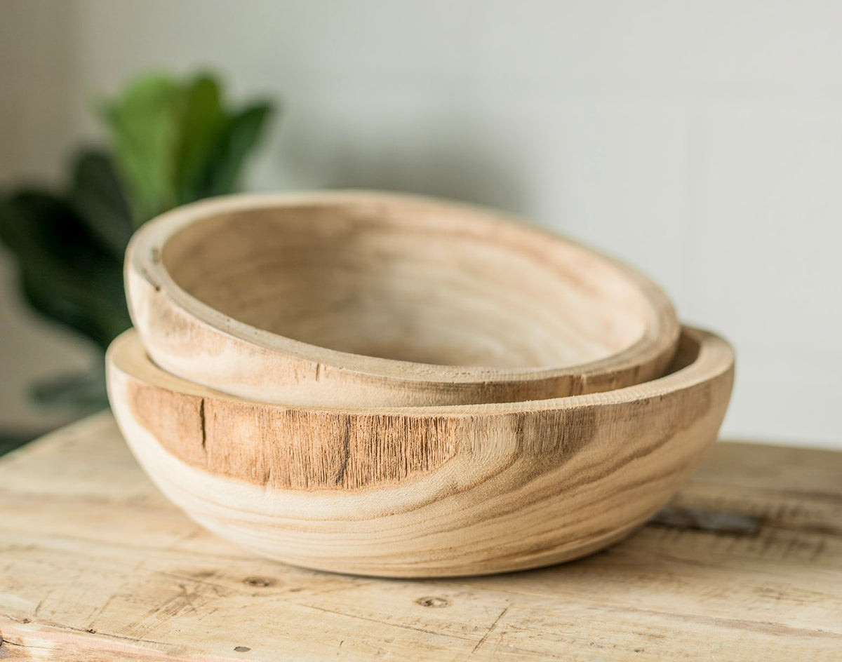 Rosa Hand-Carved Wooden Bowl