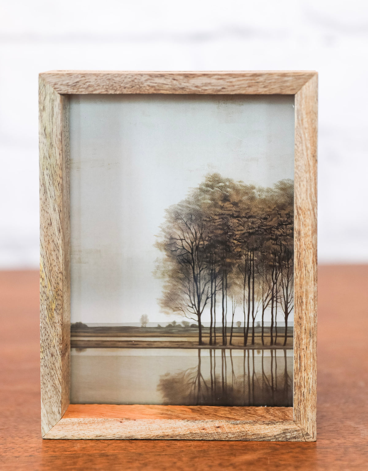Natural Wood & Glass Floating Frame