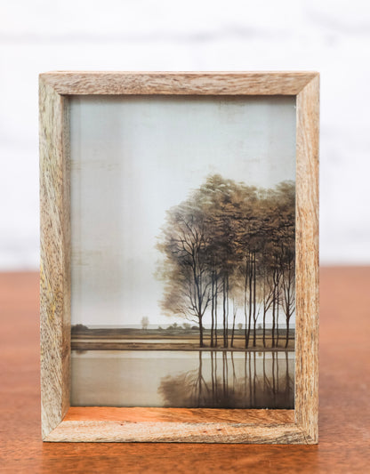 Natural Wood & Glass Floating Frame