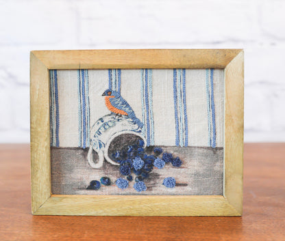 Cotton Embroidered Bird Print