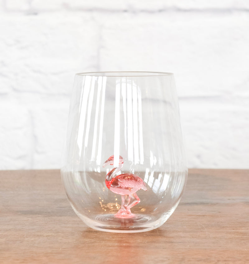 Acrylic Flamingo Stemless Wine Glass