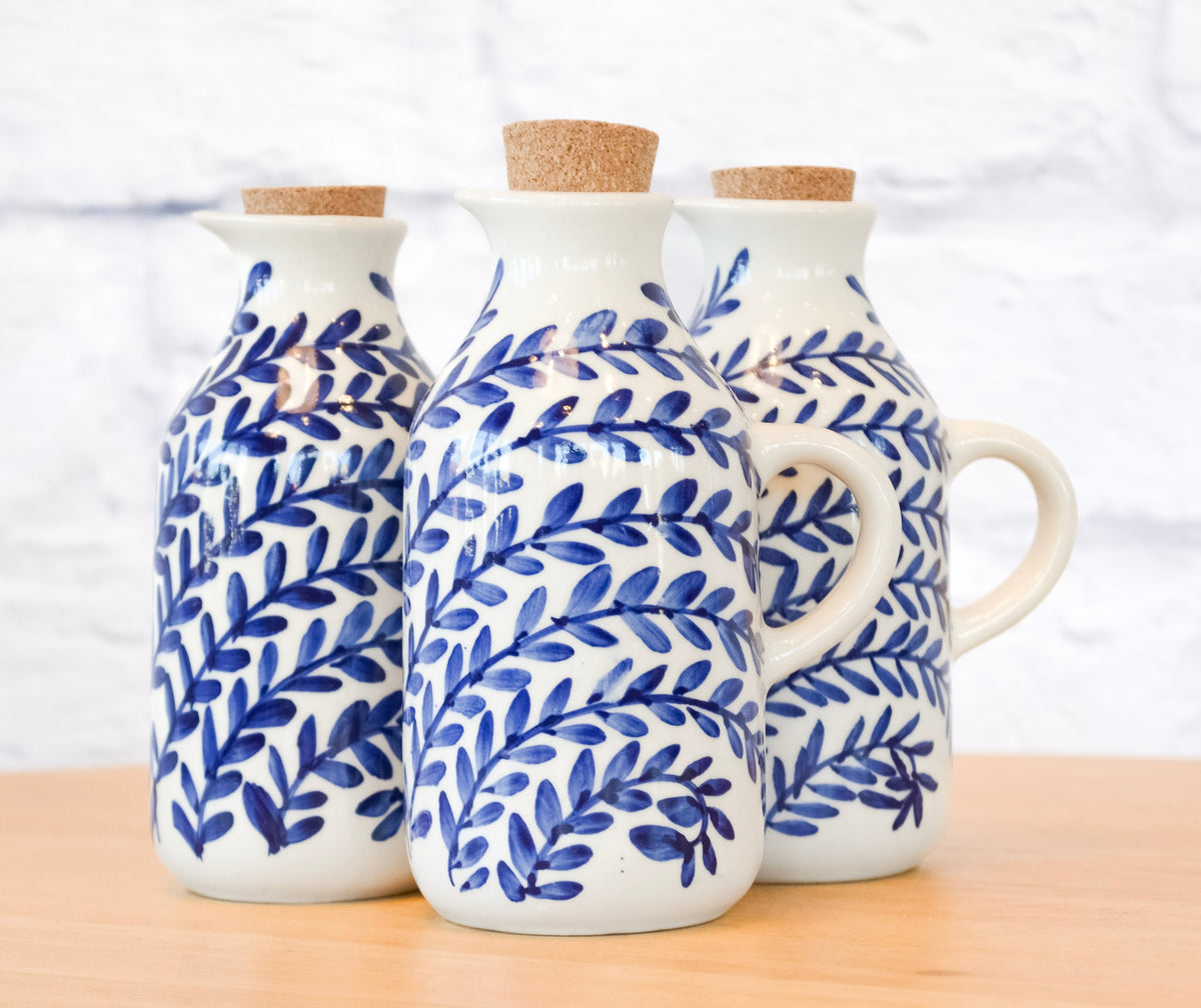 Capri Blue & White Stoneware Oil Cruet