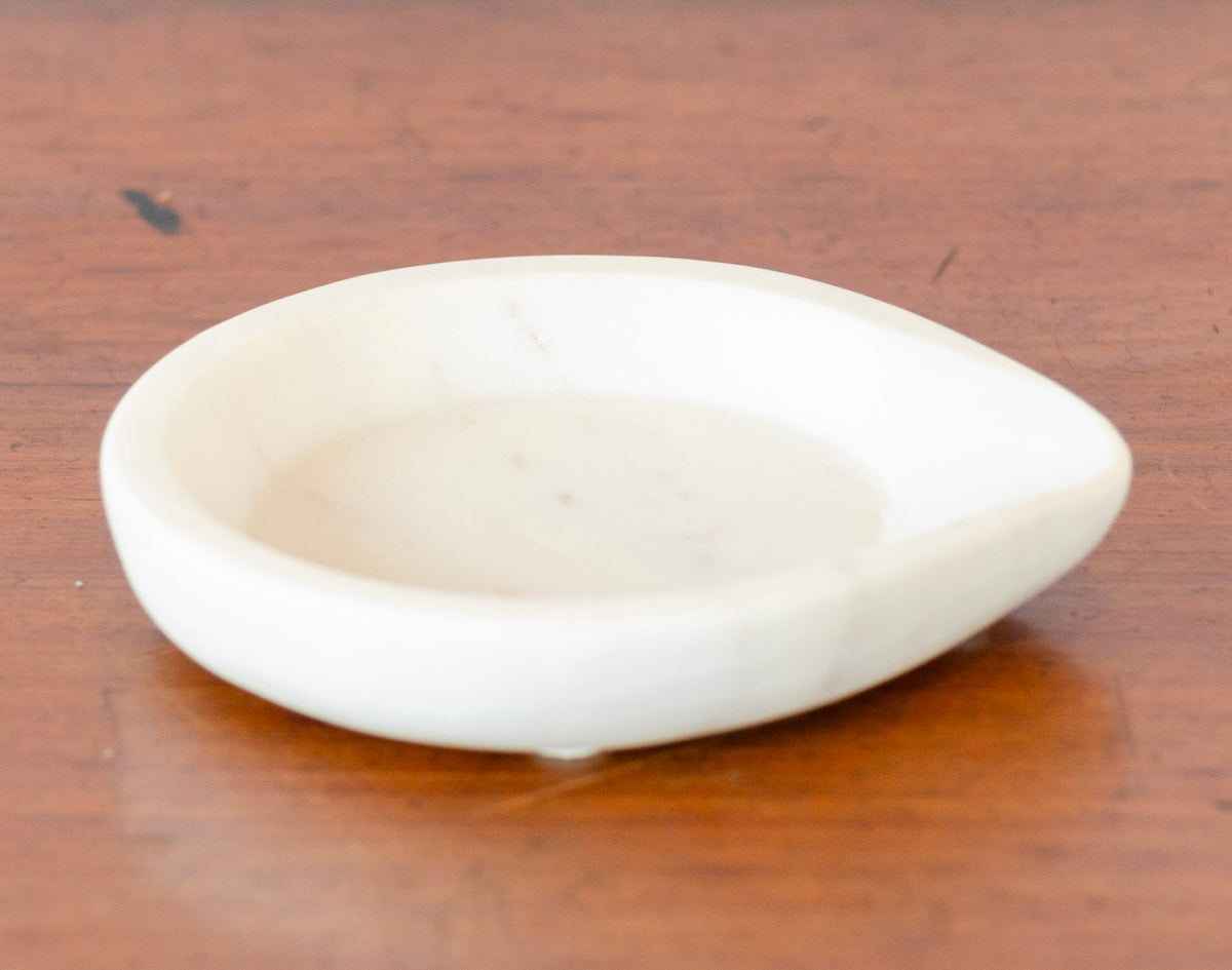 Round White Mable Spoon Rest