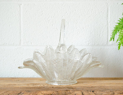 1940's French Style Glass Feather Basket