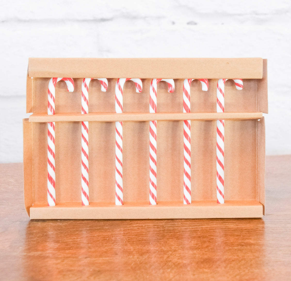 Set of 6 Glass Candy Cane Stir Sticks