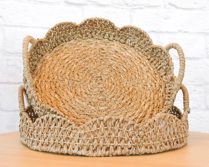 Scalloped Edge Bankuan Rattan Tray