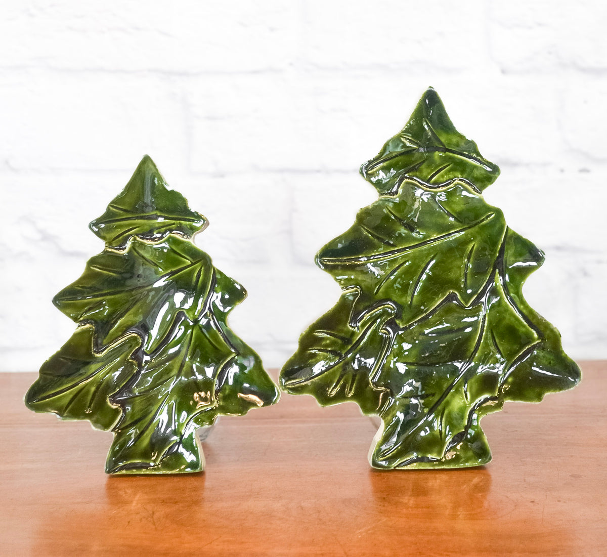 Evergreen Glazed Wood Tray