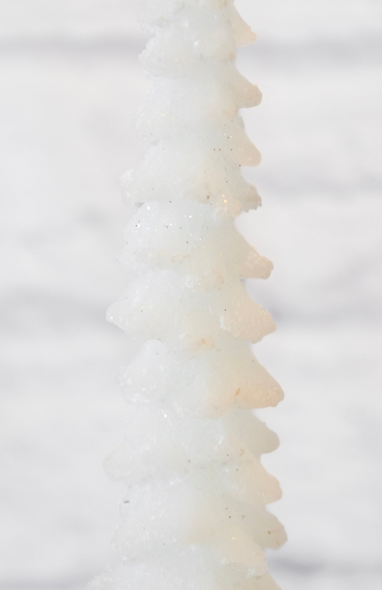 Large White Frosted Tree Taper Candle