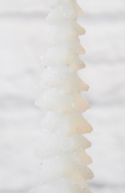Large White Frosted Tree Taper Candle